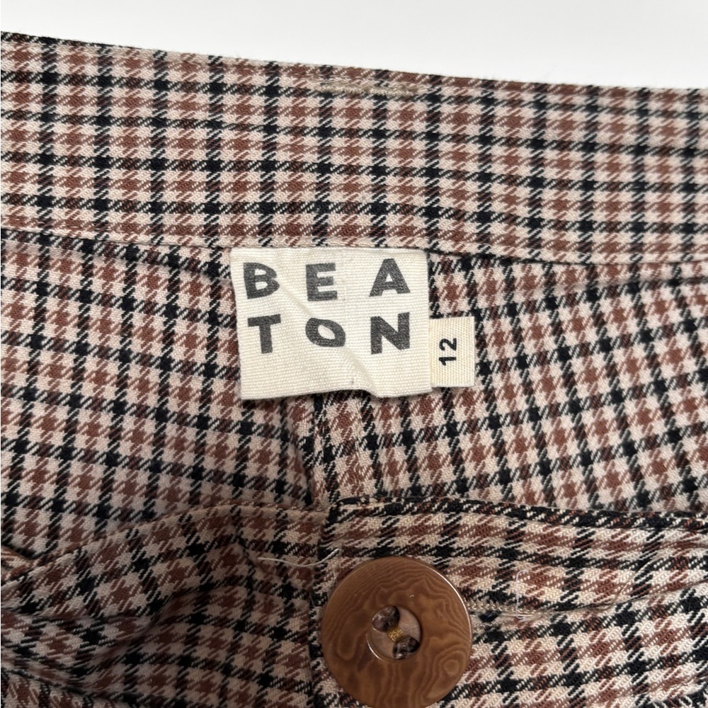 Beaton Linen Houndstooth Wide Leg Pants - Picture 3 of 6